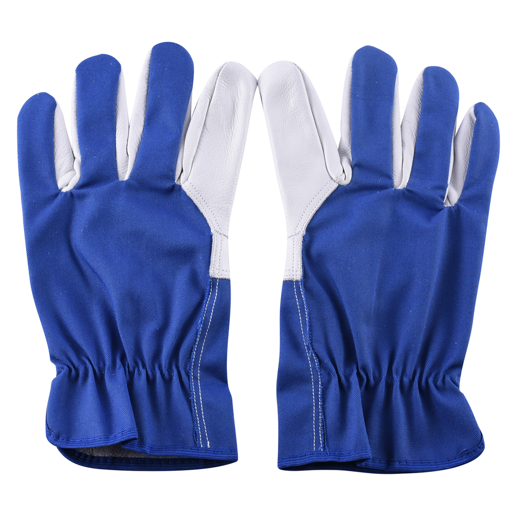 White Grain/Blue Fabric Gardeners Glove